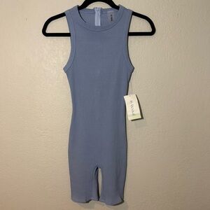 AS Revival(Altar’d State)-Light Blue,Zipper Back Ribbed Tank Romper/One Piece